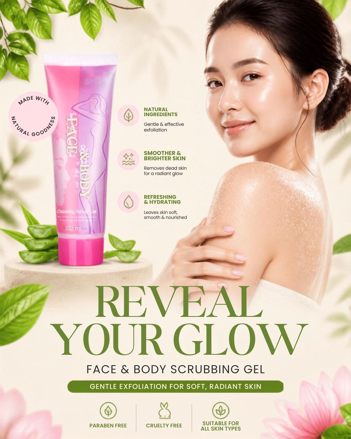 Face & Body Scrubbing Gel â€“ Gentle Skin Exfoliator for Smooth & Healthy Skin
