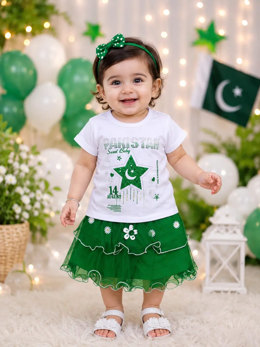 14 August 2 Pcs Girls Fancy Embroidered Shirt and Skirt Set