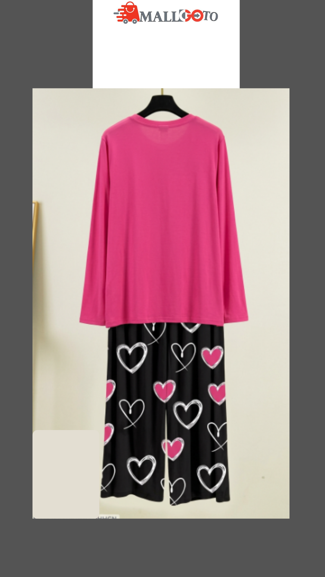 Pink Heart Graphic T-Shirt with Black Heart Print Pants Set